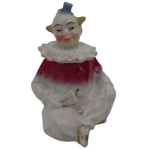 Other - Antique Circus Clown Mustard Pot Condiment Jar Hand Painted Porcelain NO SPOON